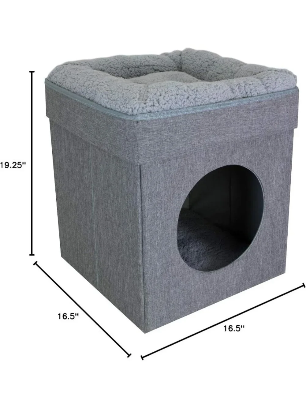 New Large Cat Bed Stackable Cat Cube, Indoor House & Condo with Scratcher - Grey
